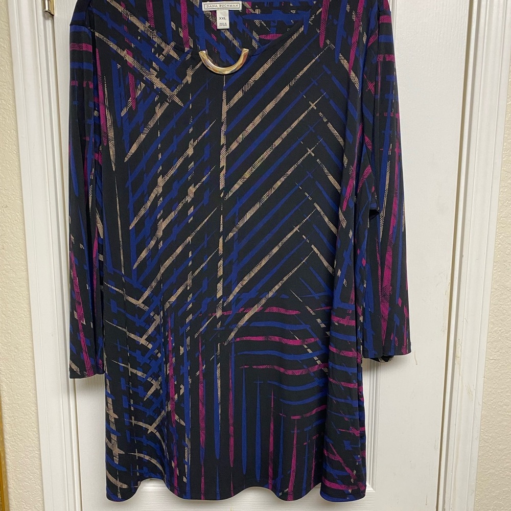 Dana Buchman Black Geometric Tunic